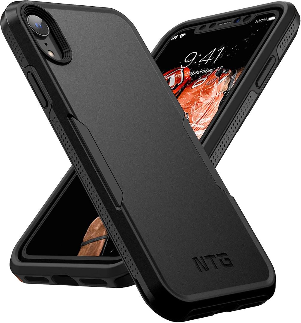 7 x NTG [1st Generation Designed for iPhone XR Case, Heavy-Duty Tough Rugged Lightweight Slim Shockproof Protective Case for iPhone XR 6.1 inch, Black