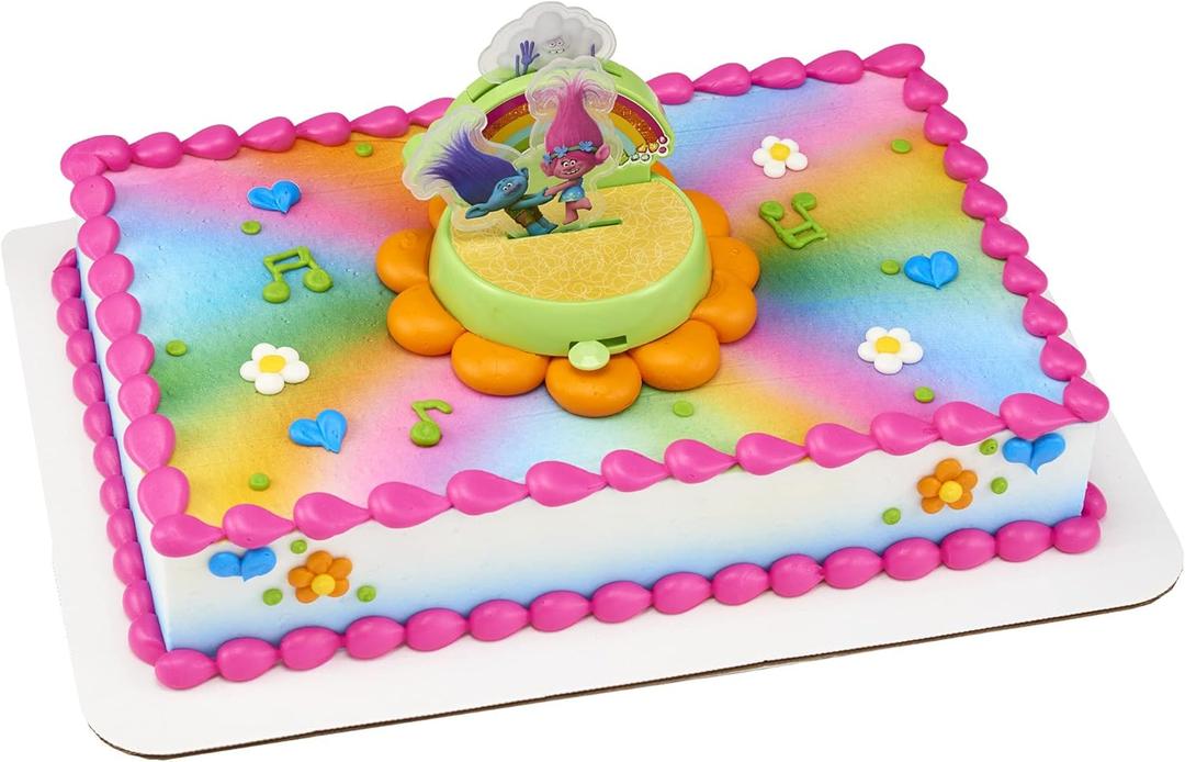 DecoSet DreamWorks Trolls Happy Cake Topper, 1-Piece Decoration Set with Interactive Characters for Fun After the Party