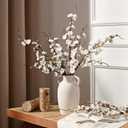 Waipfaru 4 Pcs Faux Cherry Blossom Branches, 36'' Cherry Blossom Tree Decor with Long Stems, Artificial Flowers for Tall Vases Spring Home Decoration (White)