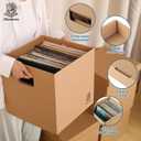 12" Vinyl Record Storage and Moving Box - Sturdy Cardboard with Removable Lid - Holds up to 60 Records or Laser Discs - Set of 8 Boxes (8) (8)