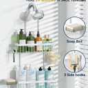 YASONIC Shower Caddy Hanging, Never Rust Shower Organizer Hanging, Aluminum Shower Racks for Inside Shower with Hooks for Razor, Bathroom Organizers and Storage with Soap Holder, White