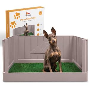 Pup en Suite Potty - Dog Toilet/Pee Pad Tray with Four Walls + Turf Patch - Indoor Potty Tray for Potty Training & Lazy Days - Easy to Build Pee Pad Holder Dog Litter Box Indoor