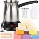 KEARLGMBH Wax Melter for Candle Making, Soy Candle Making Kit with Wax Melting Pot, DIY Candles Making Supplies Including 1lbs Soy Wax, Candle Wax Melter, Stirring Spoon, Wicks, and Centering Device (Sliver)