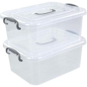 Kekow 2-Pack Clear Storage Latch Box, Plastic Containers with Lids, 8 L
