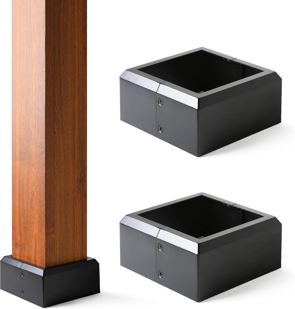 4''x4''Actual 3.5''x3.5'' Deck Post Base Cover Decorative Post Skirt Trim Aluminum Split, 2Pack