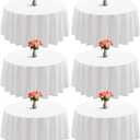 joybest 6 Pack Round Tablecloths 120 Inch White Polyester Table Cloth, Stain and Wrinkle Resistant Washable Fabric Table Cover for Wedding, Party, Reception, Banquet, Dining