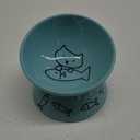 Sweejar Raised Cat Bowl for Dry Wet Cat Food, Ceramic Elevated Pet Bowl Cat Dish, Protect Cat's Spine, Stress Free, Slanted Design for Cat Easy Eating, 10 oz, Dishwasher Safe (Turquoise)