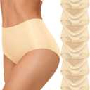 Women Underwear Seamless No Show Full Coverage Briefs Invisible High Waisted Soft Breathable Panties 6 Pack, Medium 