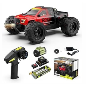 RIAARIO RC Cars 1/14 Scale Monster Truck, Brushless RC Truck, 50 mph, 4WD, Waterproof, Red, Ages 8+