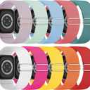 10 Pack Stretchy Bands Compatible with Apple Watch Band 40mm 38mm 41mm 42mm 44mm 45mm 46mm 49mm Women Men, Water-Resistant Solo Loop Elastic Sport Straps for iWatch Series 11 10 9 8 7 6 5 4 3 SE Ultra (Hot Pink/Lavender/Yellow/Light Green/White/Red/Orange/Light Blue/GreenishBlue/Peach Red)