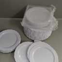 U-QE 100 Pieces White Plastic Plates - White Disposable Plates - Premium Hard Plastic Disposable Plates for Wedding and Party Use Including 50 Dinner Plates 10 '' & 50 Dessert Plates 7.5 ''