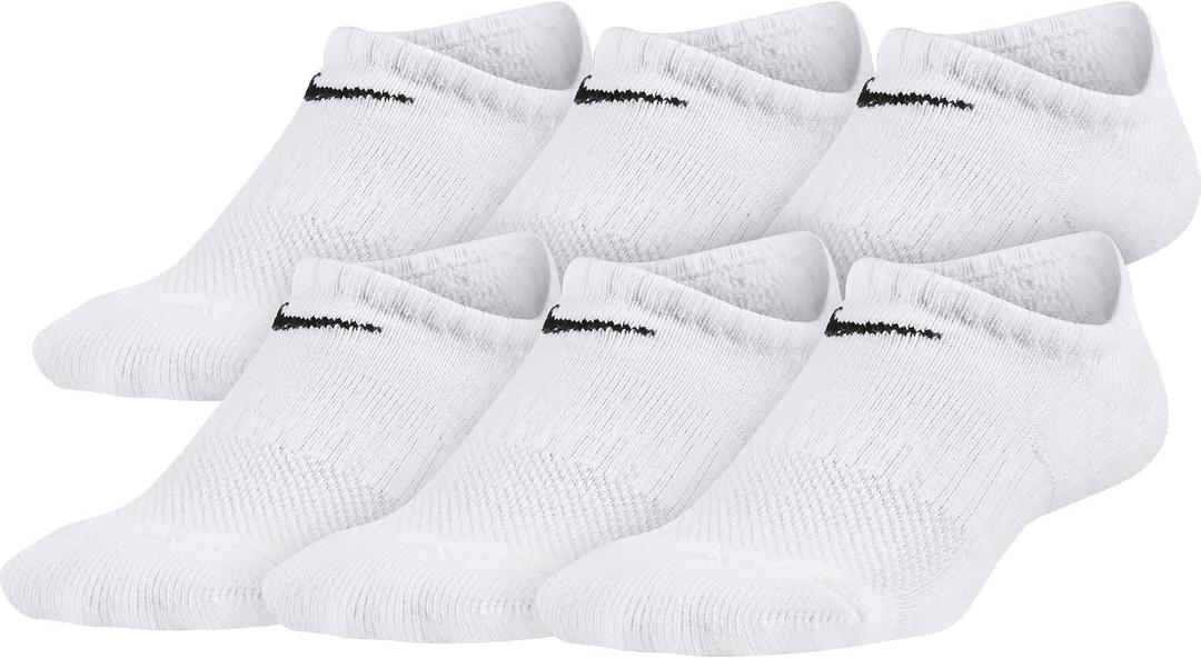 Nike Unisex Kids' Everyday Cushioned No-Show Socks (6-Pack) | Boys and Girls (White, S)