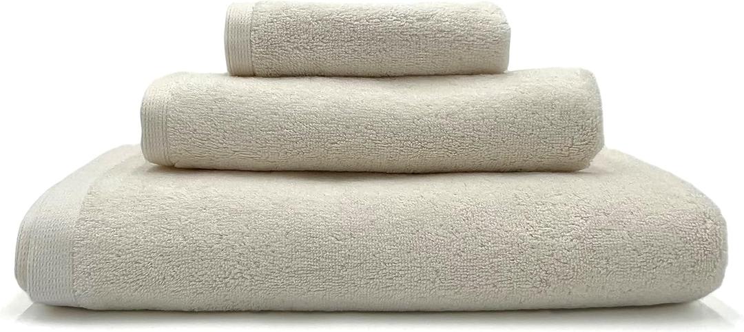 Lincoln & Palm 3 Piece Turkish Towels Set, Thick, Soft, Plush 700 GSM Spa & Hotel Quality, Silver Infused SILVERbac | Bath 58x30, Hand 30x16, Face Wash Cloth 13x13 (3 Piece Towel Set, Ivory)