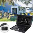 RV Exterior Shower Box Kit RV Outdoor Shower with Camper RV Outside Showers Faucet Valve + Coiled Hose + Sprayer Head + Lock, Replacement for Camper,Van,Travel Trailer,Motorhome and Boat,Black