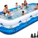 Extra Large Family Inflatable Pool, 130" x 72" x 22" Blow Up Pool for Kids & Adults, Thick PVC Kiddie Swimming Pool for Backyard Summer Fun