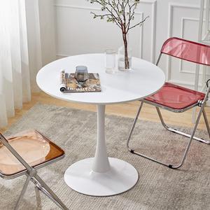 Modern White Round Dining Table 24 inch, White Tulip Round Table for Two People, Mid Century Round Coffee Table for Living Room and Kitchen