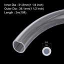 MECCANIXITY Clear PVC Tubing 1 1/4" ID 1 1/2" OD Plastic PVC Tube Flexible Water Hose 10ft for Industrial Tubing, Aquariums, Pump, 31.8mm x 38.1mm, with 2pcs Clamps