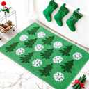 JarThenaAMCS Christmas Bathroom Rug 19.7 x 31.5 Inch Green Tree White Snowflake Absorbent Non Slip Shower Rug Front Mat for Xmas Winter Holiday Home Decoration