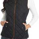 Dilgul Women's Padded Vest, Stand Collar Lightweight Zip Quilted Gilet Black M