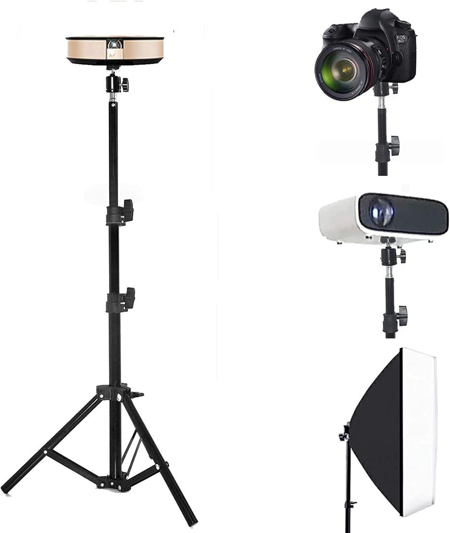 Tripod Stand, Mini Projector Stand,Lightweight Portable Projector Photography Stand Camera Tripod Adjustable Height 20" to 61" Floor Stand Holder, inculded 360 Rotatable Head Ball (Withstand 3pound)