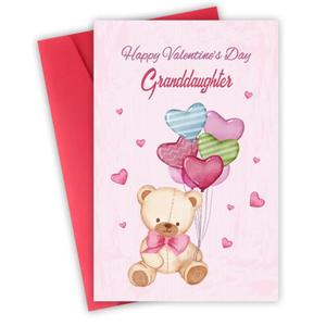 Valentines Day Cards for Granddaughter, Valentine's Day Cards Gift from Grandpa Grandma Grandmother Grandfather, Happy Valentine's Day. Pack of 7
