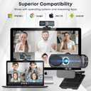 1080P HD Webcam with Microphone, Noise Cancellation, Privacy Cover, Wide-Angle Lens, Auto Light Correction, Plug & Play USB Webcam for Laptop, Desktop, PC, Mac, Zoom, Skype, Streaming (Black)