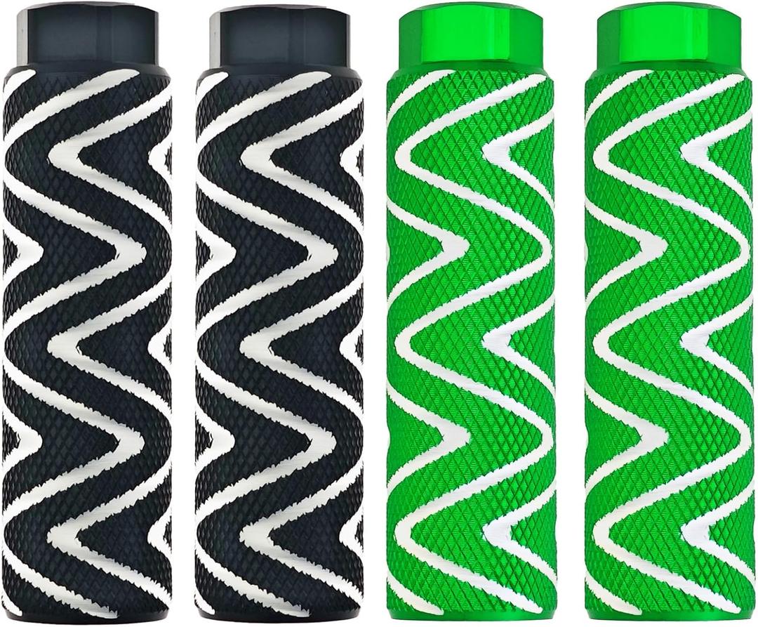 4 Pack Aluminum Alloy Bike Pegs Foot Pedals Backseats Stands Fit 3/8 inch Axles (Black and Green)
