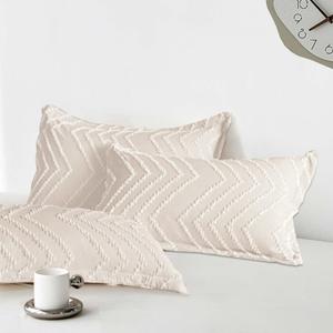 Nanko 2 Pack Standard Size Pillow Shams Set, Olive Green Boho Tufted Soft Microfiber PillowcasesModern Farmhouse Pillowshams for Men and Woman 20 x 26 Inch