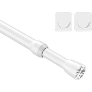 MEXAU 1Pcs Spring Tension Curtain Rod 26-39 inch Spring Tension Rods White Tension Rods Adjustable Spring Rod Extendable Tension Rod For Kitchen, Window, Bookshelf,Closet.