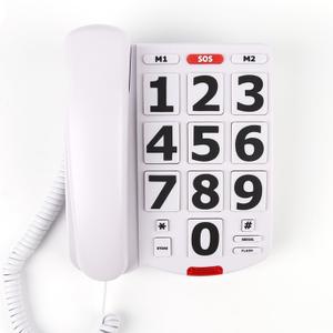 Big Button Phone for Seniors, Large Button Phones for Elderly with Picture, Hand-Free Corded Phone with LED Call Alert, Adjustable Volume and 3 One-Touch Dialing for Elderly People, White