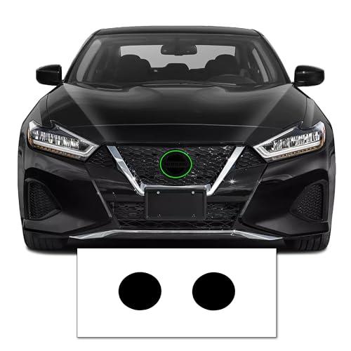 Pre-Cut Front Emblem Tint Compatible with Nissan Maxima SL SR S Sedan 2019-2023 | Precision Cut Stretchable PPF Vinyl Overlay Cover Wrap Dark Smoke (Pack of 2)