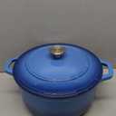 Mueller 6qt Enameled Cast Iron Dutch Oven, Heavy-Duty Casserole and Braiser Pan with Lid and Knob, Safe for All Cooktops, Aqua Blue (6 Quart)