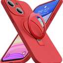 SKYLMW Designed for iPhone 14 Case with Magnetic Invisible Stand Compatible with Mag-Safe Military Drop Tested Shockproof Silicone Phone Cases for Women Men 6.1", Red