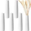 Ninehaoou 6 Pieces White Ceramic Vases for Home Decor 7.09 inch Tall Vases for Centerpieces Modern Floral for Wedding Party Event Home Office Decoration (Modern)