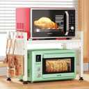 Microwave Stand, 2-Tier Expandable(17.4"-27.4") Microwave Oven Rack, Heavy Duty Adjustable Shelf with 9 hooks, Kitchen Organizer Storage Shelves for Pantry, Countertop, Coffee Bar, Office, Dorm, White