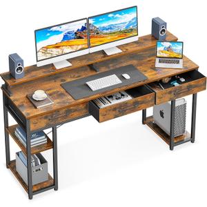 ODK 48 Inch Computer Desk with 8 Fabric Drawers, Modern Office Computer Desk for Home Office with Large Storage Study, Gaming, Grey