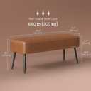 VASAGLE EKHO Collection - Bench for Entryway Bedroom, Synthetic Leather with Stitching, Ottoman Bench with Steel Legs, Living Room, Mid-Century Modern, Loads 660 lb, Caramel Brown ULOM076K01, 15.7"D x 43.3"W x 16.9"H