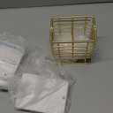 HarJue Toothbrush Holder, Luxurious Metal Toothbrush Toothpaste Holder with Marble Base for Bathroom, Multi-Slots Openwork Design, Bathroom Accessory for Storage and Organizer (Small, Gold)