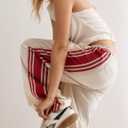 Women's Mid Rise Wide Leg Pants Hudson Canyon Side Printed Casual Pants with Drawstring Waistband (White, L)