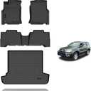 KELCSEECS Floor Mats & Cargo Liner for 2003-2009 Toyota 4Runner 5 Seats, All Weather Protection TPE Floor Liners Front& Rear Row Full Set 4Runner Accessories Black