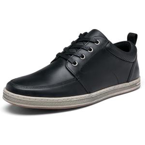 Jousen Men's Leather Fashion Sneakers Retro Dress Business Casual Shoes for Men (13, Amy5122-black)