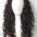 Black Curly wig Costume Wig Long Curly 28inches Synthetic Wigs Costume Halloween adult men (Natural Black) (White, M)