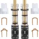 Enhon 2 Pack Dual Seal Cartridge Replacement Compatible with Moen 1225 1225B, One Handle Kitchen and Bathroom Faucet Cartridge Fits Single Handle Faucet/Showers, Brass
