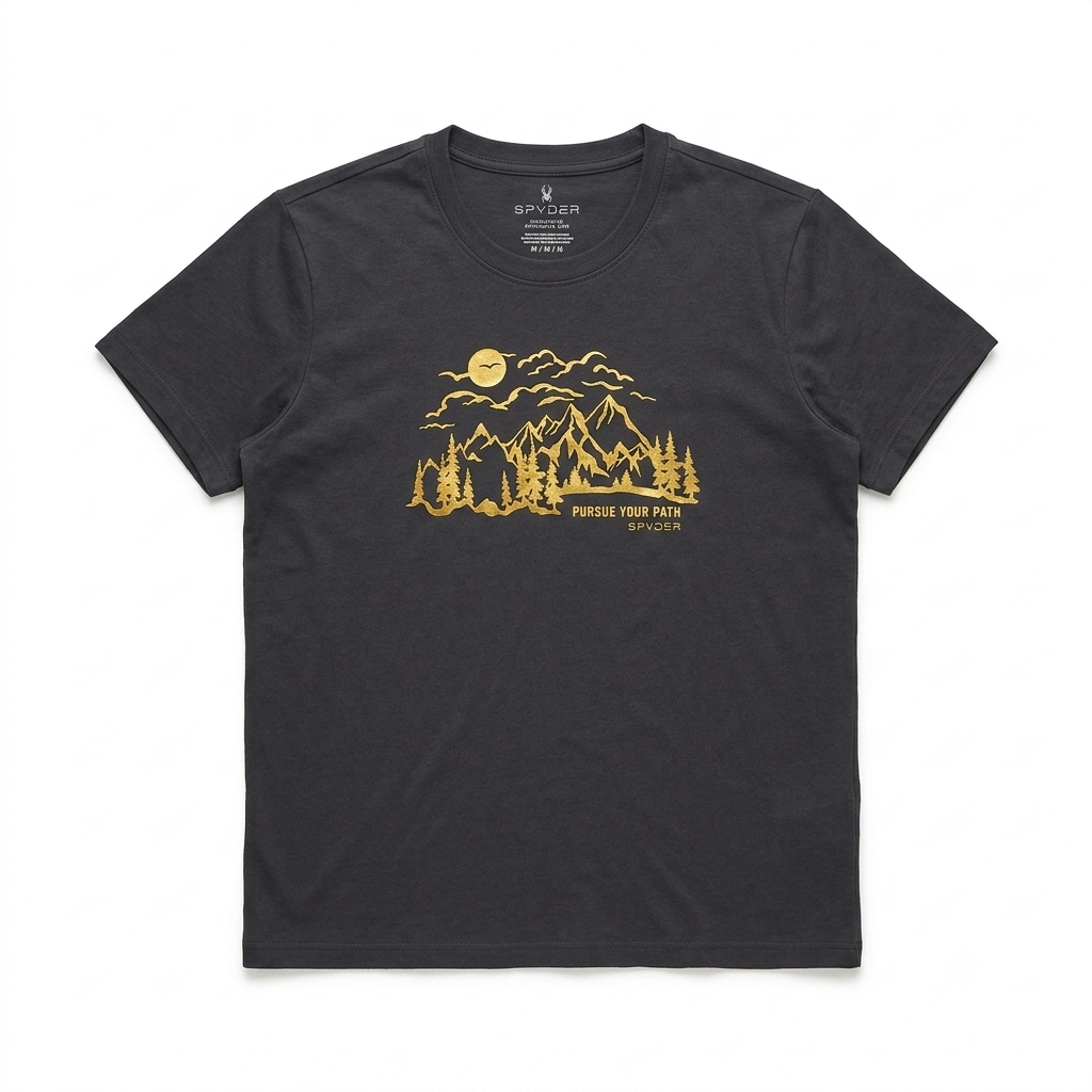 Spyder Womens Pursue Your Path Graphic Short Sleeve Tee T-Shirt, Black, 1X