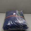 Waterproof Winter Coat, Sherpa Lined Hooded Parka, Windproof Change Robe with 2 Pockets, Long Sleeve (Large, Navy Blue)