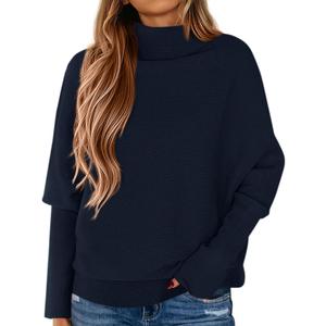 PRETTYGARDEN Fall Sweaters for Women 2026 Winter Clothing Batwing Sleeve Casual Loose Knit Turtleneck Sweater Holiday Outfits (M)