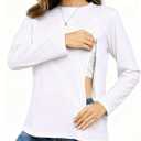 Ecavus Womens Zip Maternity Nursing Tops for Breastfeeding Long Sleeves Casual Nursing Shirts Pregnancy Mama Clothes (Large, White)