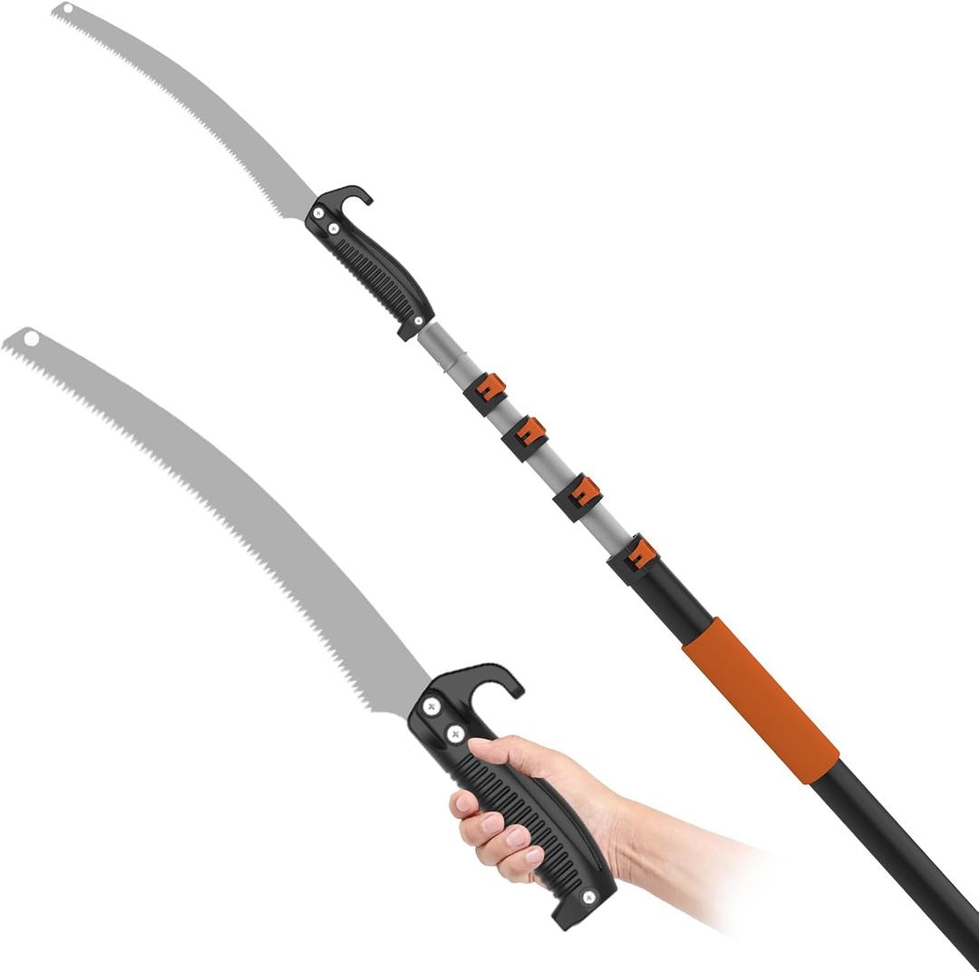 SISUPASSIE 36FT Reach Pole Saw for Tree Trimming, Telescoping Tree Pruner Extendable with 7-30FT Extension Pole, Manual Saw for Garden, Patios, Yard