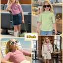 3 Pack Girls' 1/2 Sleeve Shirts | Mock Turtleneck Shirts, Half Sleeve, Basic, Elbow Length, Casual, Going out, Basic, Stretch, Soft, 5-14 Years, Summer