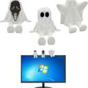 3D Printed Ghost Figurine Computer Monitor Decor,Halloween Ghost Ornament,Ghost Decoration for Car Center Console, TV, Photo Album, Flower Pot, and Office,Set of 3